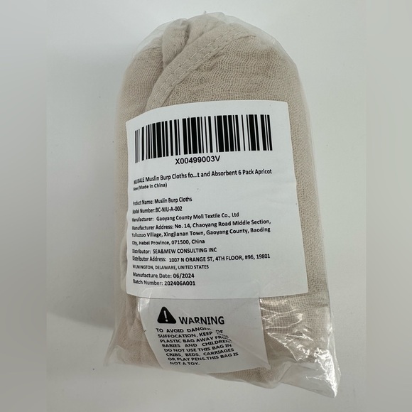 NIUBALE Baby Burp Cloths Muslin Washcloths 6 Pack Apricot Beige NEW - Picture 2 of 3